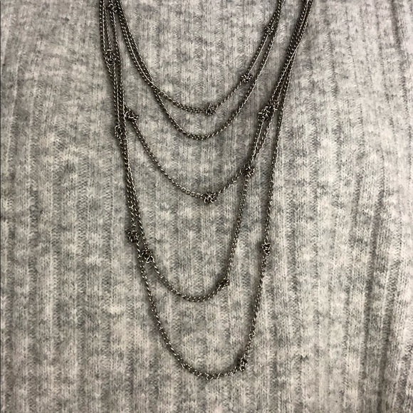 Silver Chain Layered Knot Necklace - Picture 2 of 3